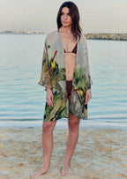 Wild Wings Bird In The Jungle Printed Short Kimono
