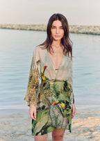 Wild Wings Bird In The Jungle Printed Short Kimono